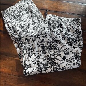Floral Black and White Pajama Pants- Size XL